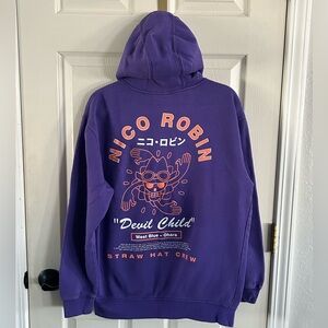 One Piece Nico Robin Purple Graphic Hoodie Anime Ripple Junction Sz Medium